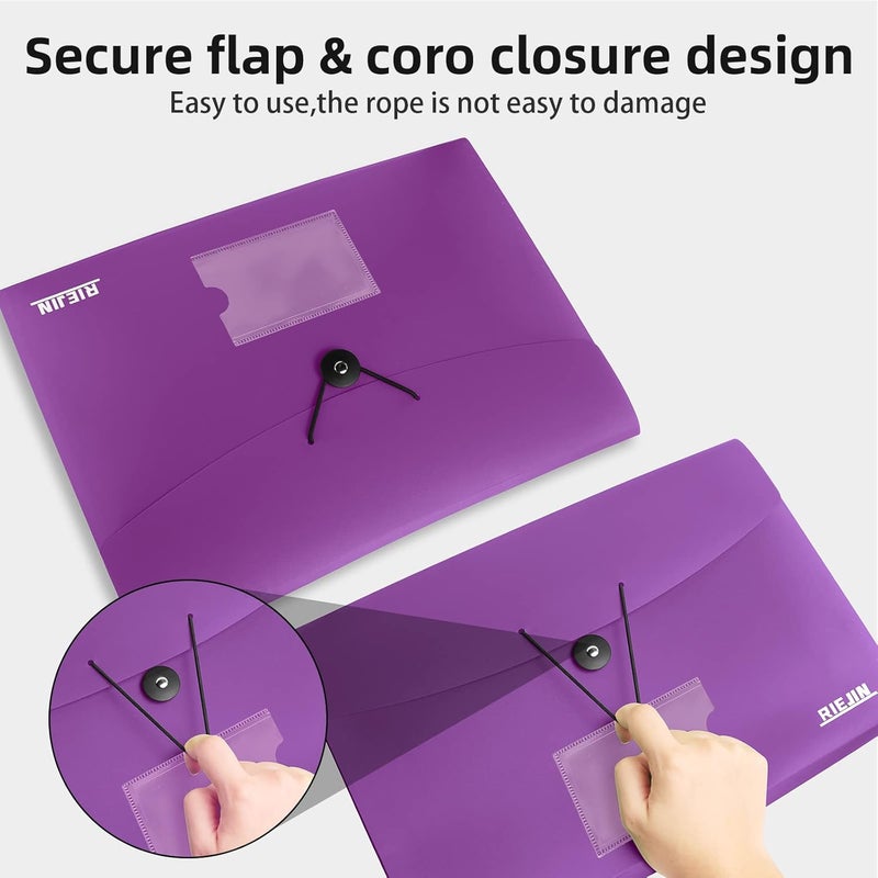 RIEJIN Accordian File Organizer 7 Pocket Expanding File Folder with Labels, Plastic Expandable File Folder for Documents Letter Size A4 Papers - Purple - Image 5